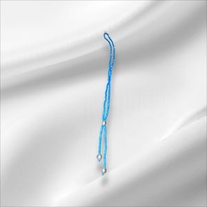 KGB Blue Crystal Beaded Faceted Ball Tassel Necklace with silver ball